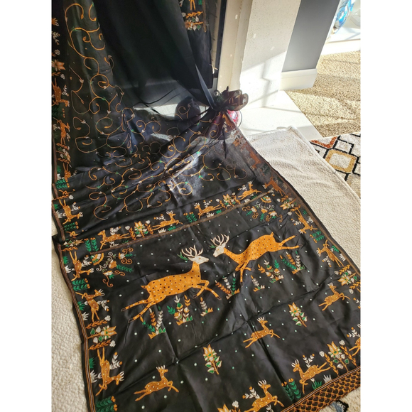 Women Pure Silk Hand Embroidery Saree Handloom Designer Aari Work - Picture 2 of 16